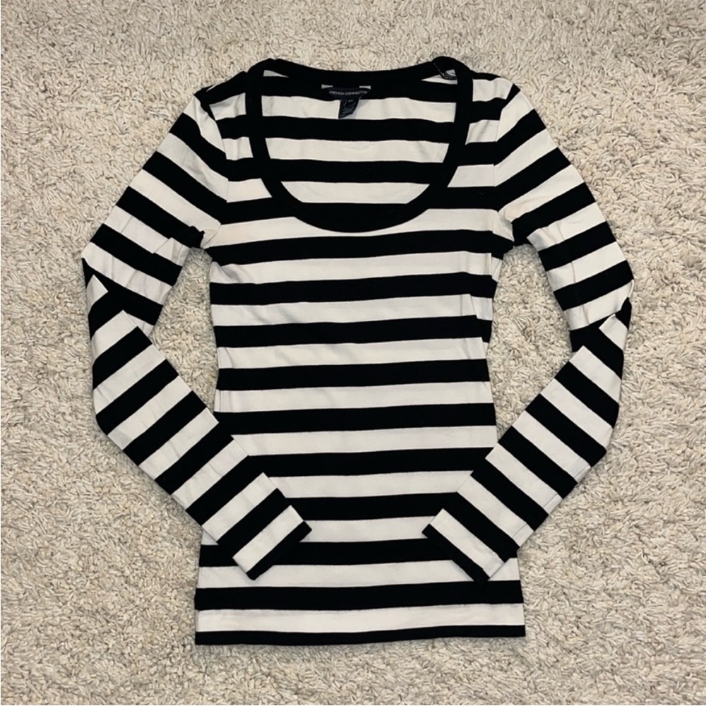 French Connection Striped Long Sleeve Top